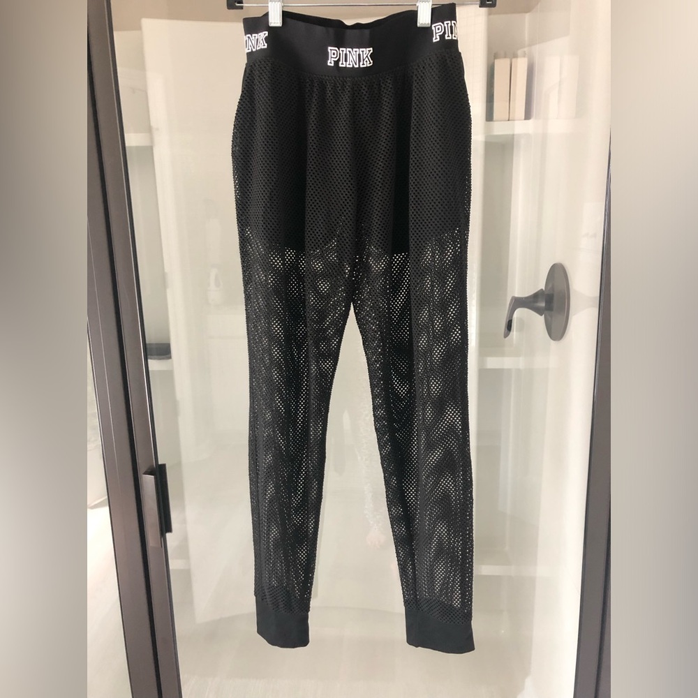 Victoria’s Secret Pink Ultimate Fishnet Joggers S built in shorts athleisure